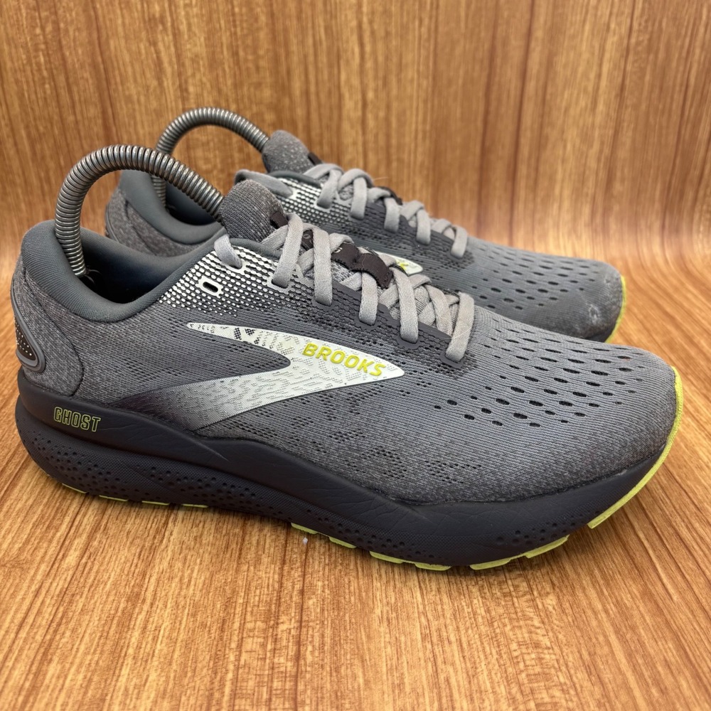 Brooks Ghost 15 Running Shoes Mens 7 D Grey Yellow 1104181D040 Neutral Training